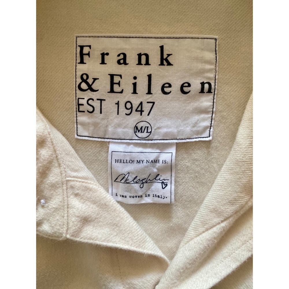 Frank & Eileen McLoughlin Oversized Vintage White Flannel Shirt Jacket M L - Picture 4 of 12
